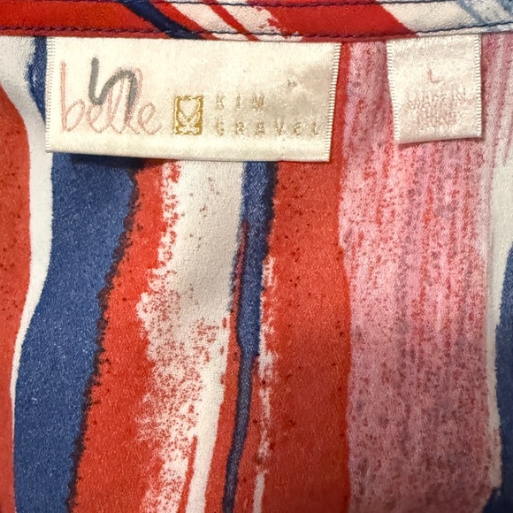 Belle by Kim Gravel Red and Blue Artistic Top - Picture 3 of 4